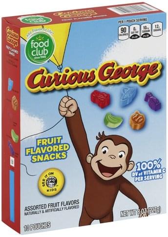 Food Club Curious George Assorted Flavors Fruit Flavored Snacks