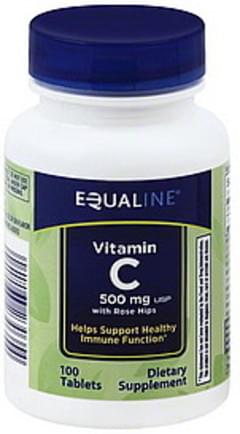 Equaline With Rose Hips 500 Mg USP Tablets Vitamin C 100 Ea