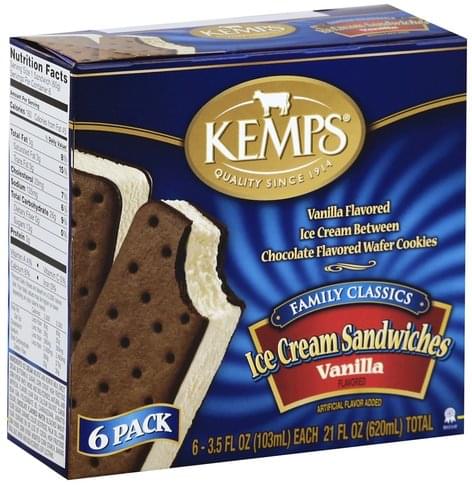 Kemps Vanilla Flavored Ice Cream Sandwiches 6 Ea Nutrition