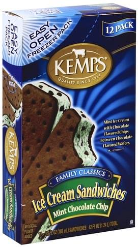 Kemps Mint Chocolate Chip 12 Pack Ice Cream Sandwiches 12 Ea