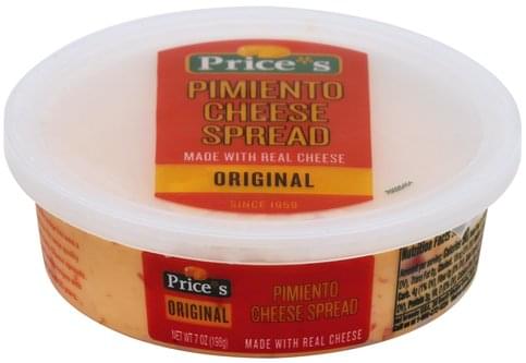 Prices Pimiento Original Cheese Spread 7 Oz Nutrition Information