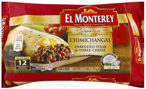 El Monterey Shredded Steak Three Cheese Value Pack Chimichangas