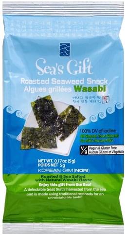 Seas Gift Roasted Wasabi Seaweed Snack 0 17 Oz Nutrition