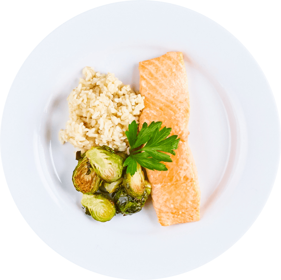 Salmon Fillet with Brussels Sprouts & Brown Rice - Innit