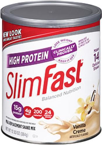 SlimFast High Protein, Creamy Vanilla Shake Mix - 12.83 Oz, Nutrition ...