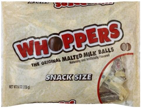 Whoppers The Original, Snack Size Malted Milk Balls - 9 oz, Nutrition ...