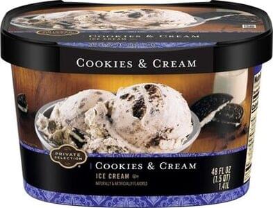 Private Selection Cookies and Cream Ice Cream - 48 oz, Nutrition ...