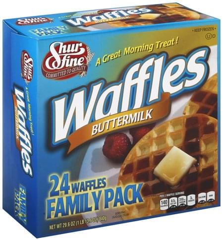 Shurfine Buttermilk, Family Pack Waffles - 24 ea, Nutrition Information ...