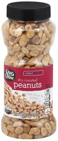 Shurfine Dry Roasted, Salted Peanuts - 16 Oz, Nutrition Information 