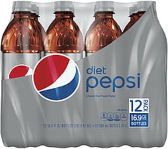 Pepsi Diet Pepsi Soda Cola 16.9 Fl O, 12 Count Bottles - 0, Nutrition ...