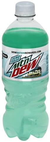 Mountain Dew Zero Sugar Baja Blast Soda 20 Oz Nutrition - 