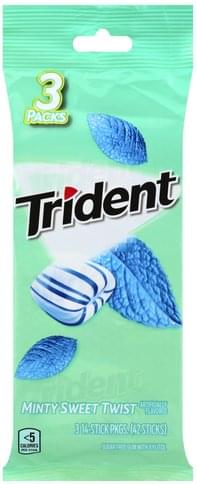 Trident With Xylitol Sugar Free Minty Sweet Twist 3 Packs Gum 3 Ea Nutrition Information Innit