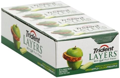 Trident Sugar Free, Green Apple + Golden Pineapple Gum - 12 ea ...