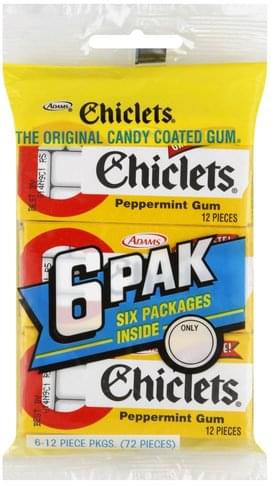 Chiclets Peppermint Gum - 6 ea, Nutrition Information | Innit