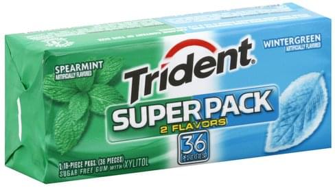 Trident Sugar Free, with Xylitol, Assorted, SuperPack Gum - 2 ea ...