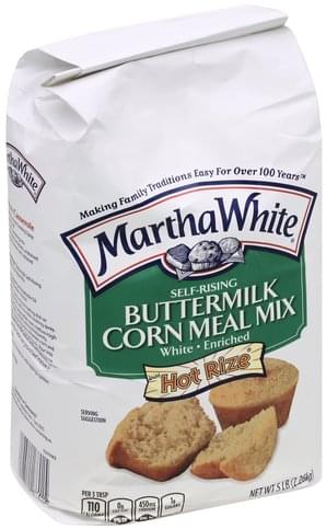 Martha White Self-Rising, Enriched, White, Buttermilk Corn Meal Mix - 5 ...