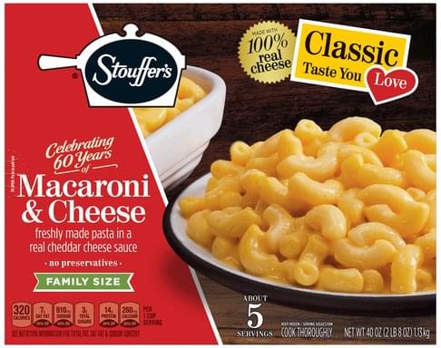 Stouffers Family Size Macaroni & Cheese - 40 oz, Nutrition Information ...