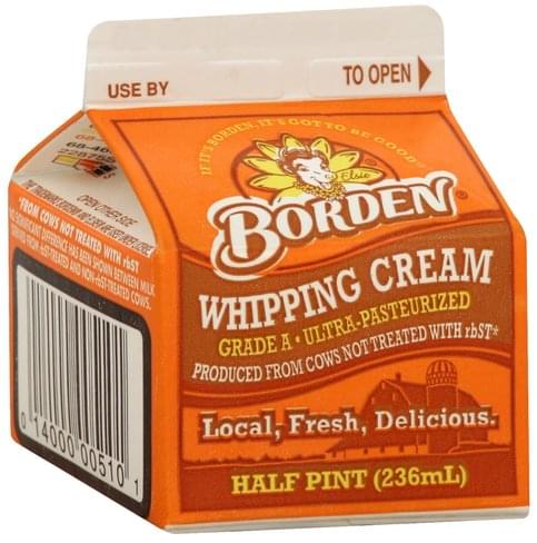 Borden Whipping Cream - 0.5 Pt, Nutrition Information | Innit