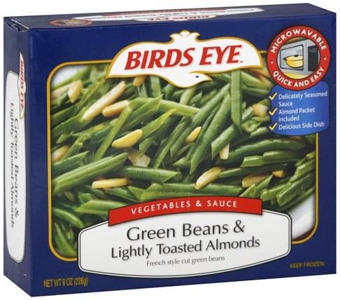 Birds Eye Green Beans & Lightly Toasted Almonds - 8 oz, Nutrition