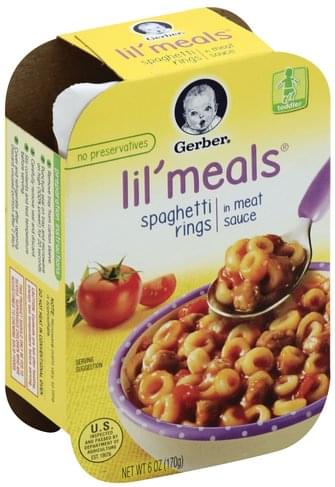 Gerber in Meat Sauce Spaghetti Rings - 6 oz, Nutrition Information | Innit