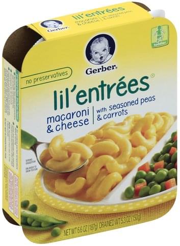 Gerber Macaroni & Cheese, with Seasoned Peas & Carrots Lil' Entrees - 6 ...