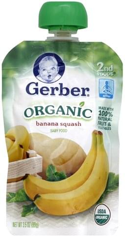 Gerber Organic, Banana Squash Baby Food - 3.5 oz, Nutrition Information ...