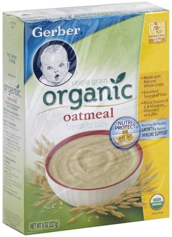 Gerber Organic, Single Grain Oatmeal Cereal For Baby - 8 oz, Nutrition