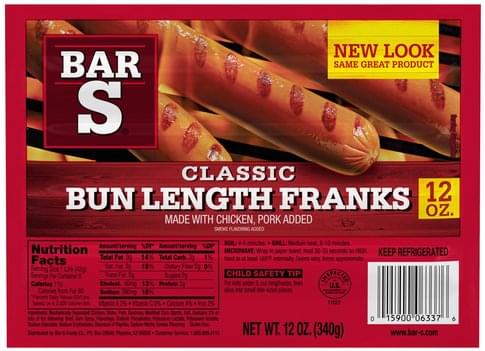 bar s hot dogs nutrition facts