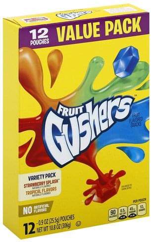 Fruit Gushers Variety Pack, Value Pack Fruit Flavored Snacks - 12 Ea ...