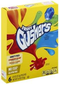 Fruit Gushers Variety Pack Fruit Flavored Snacks - 6 ea, Nutrition ...