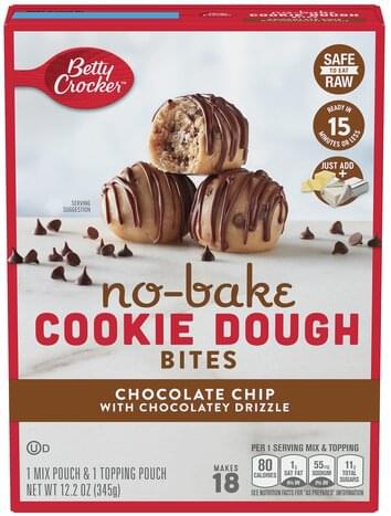 BETTY CROCKER Chocolate Chip, No-Bake Cookie Dough Bites - 12.2 oz ...