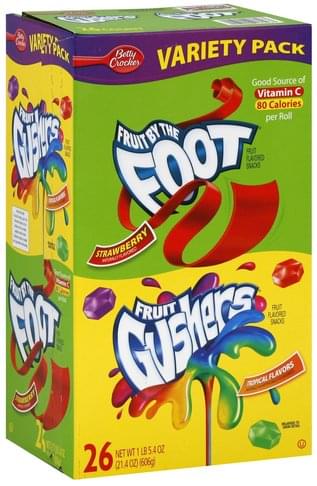 Betty Crocker Variety Pack, Fruit by the Foot Strawberry & Fruit ...