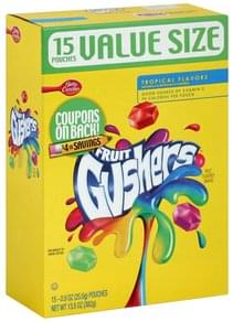 Fruit Gushers Tropical Flavors, Value Size Fruit Flavored Snacks - 15 ...