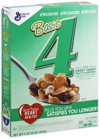 Basic 4 Multigrain, with Fruit & Almonds Cereal - 16 oz, Nutrition ...