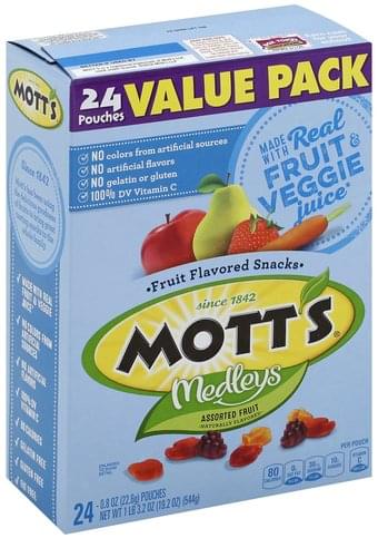 Motts Assorted Fruit, Value Pack Fruit Flavored Snacks - 24 ea ...