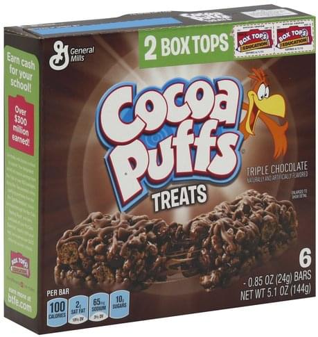 Cocoa Puffs Triple Chocolate Treats - 6 ea, Nutrition Information | Innit