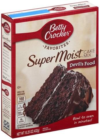 Betty Crocker Super Moist, Devil's Food Cake Mix - 15.25 oz, Nutrition ...