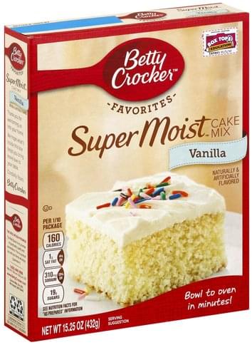 Betty Crocker Super Moist, Vanilla Cake Mix - 15.25 oz, Nutrition ...