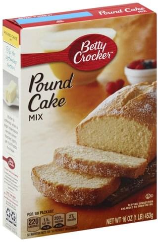 Betty Crocker Pound Cake Mix - 16 oz, Nutrition Information | Innit