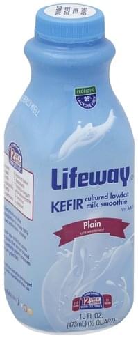 Lifeway Lowfat, Plain, Unsweetened Kefir Cultured Milk Smoothie - 16 Oz ...