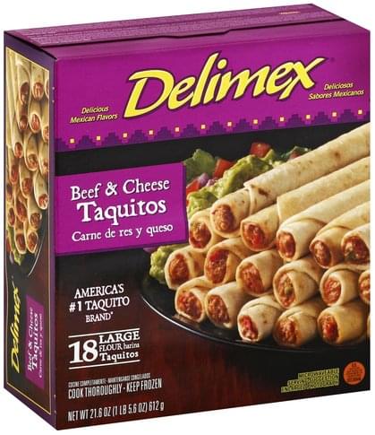 Delimex Flour, Beef & Cheese Taquitos - 18 ea, Nutrition Information ...