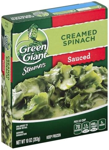 Green Giant Creamed, Sauced Spinach - 10 Oz, Nutrition Information | Innit