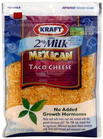 Kraft Reduced Fat, Mexican Style Taco Cheese Shredded Cheese - 8 Oz ...