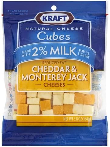 Kraft Cubes, Cheddar & Monterey Jack, Reduced Fat Cheese - 5.8 oz ...