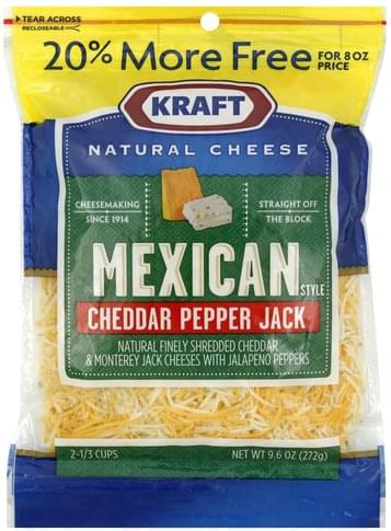 Kraft Mexican Style, Cheddar Pepper Jack Shredded Cheese - 9.6 oz ...