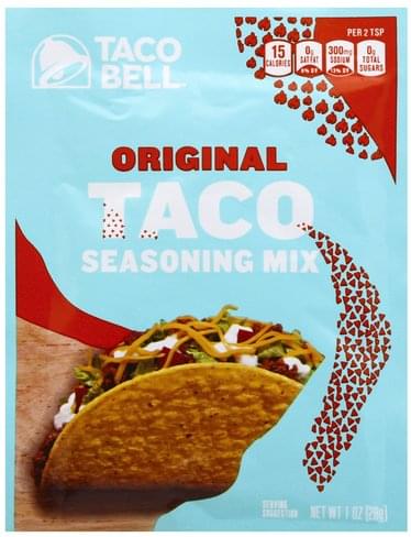 Taco Bell Seasoning Mix, Taco, Original Seasoni Mix - 1 oz, Nutrition ...