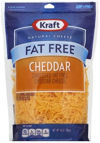 Kraft Shredded, Cheddar, Fat Free Cheese - 14 Oz, Nutrition Information ...