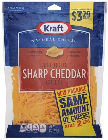 Kraft Shredded, Sharp Cheddar Cheese - 8 oz, Nutrition Information | Innit