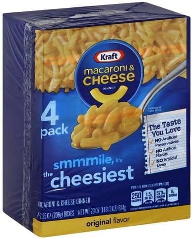 Kraft Original Flavor, 4 pack Macaroni & Cheese Dinner - 4 ea ...