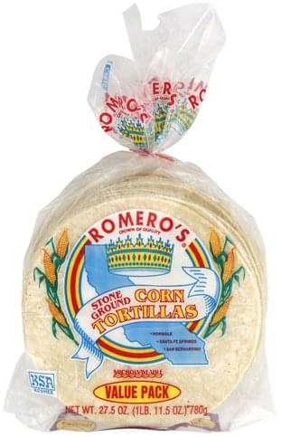 Romeros Stone Ground Corn, Value Pack Tortillas - 27.5 oz, Nutrition ...